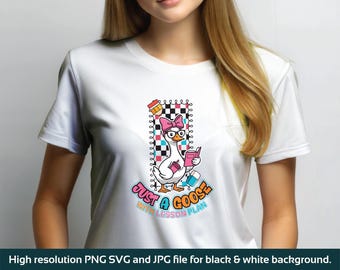 Teacher Goose PNG: Funny Back to School Shirt Design (Digital Download