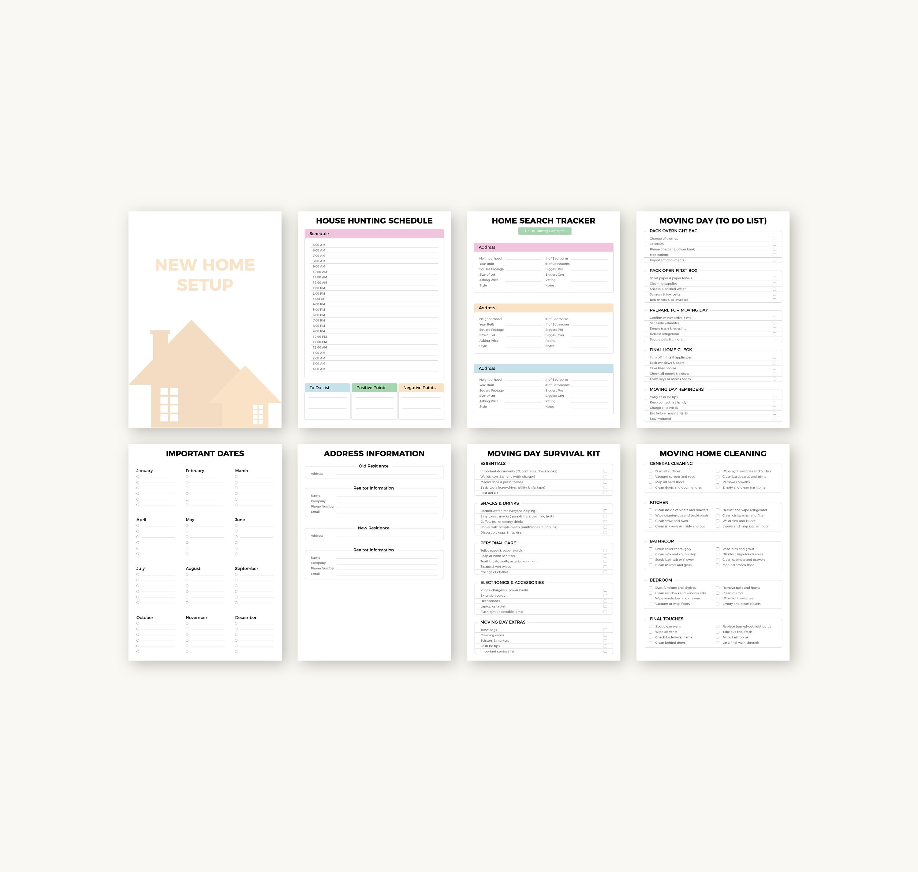 Printable Moving Planner Checklist Binder Relocation Planner Moving Box ...
