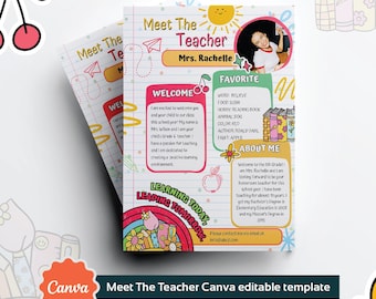 Modello modificabile per "Incontra l'insegnante", stampabile per il ritorno a scuola (Canva)