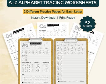 Alphabet Tracing Worksheets: Preschool Handwriting Practice (PDF Download A4 Size)