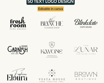 50 Premade Customizable Editable Minimal Luxury Small Business Canva Text Logo Design Bundle Set Template Modern Branding Logo Kit