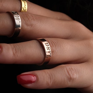 14K Gold Plated Name Ring, Custom Chic Gold Name Ring, Personalized Gold Name Jewelry, Handmade Ring, LoveGift, mothers daye gifte