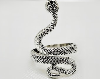 925 Silver Adjustable Snake Ring | Gothic Serpent Jewelry
