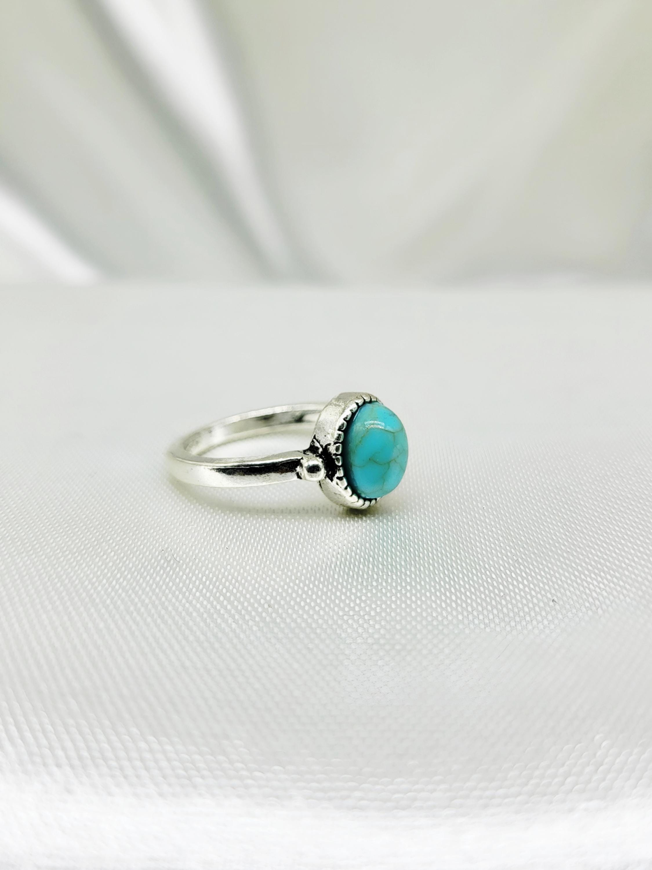 Handmade Turquoise Ring | Sterling Silver Beaded Boho Jewelry - Etsy