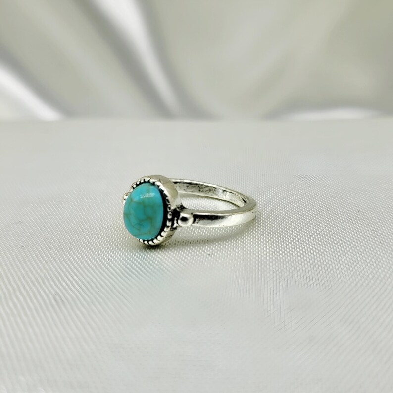 Handmade Turquoise Ring | Sterling Silver Beaded Boho Jewelry - Etsy