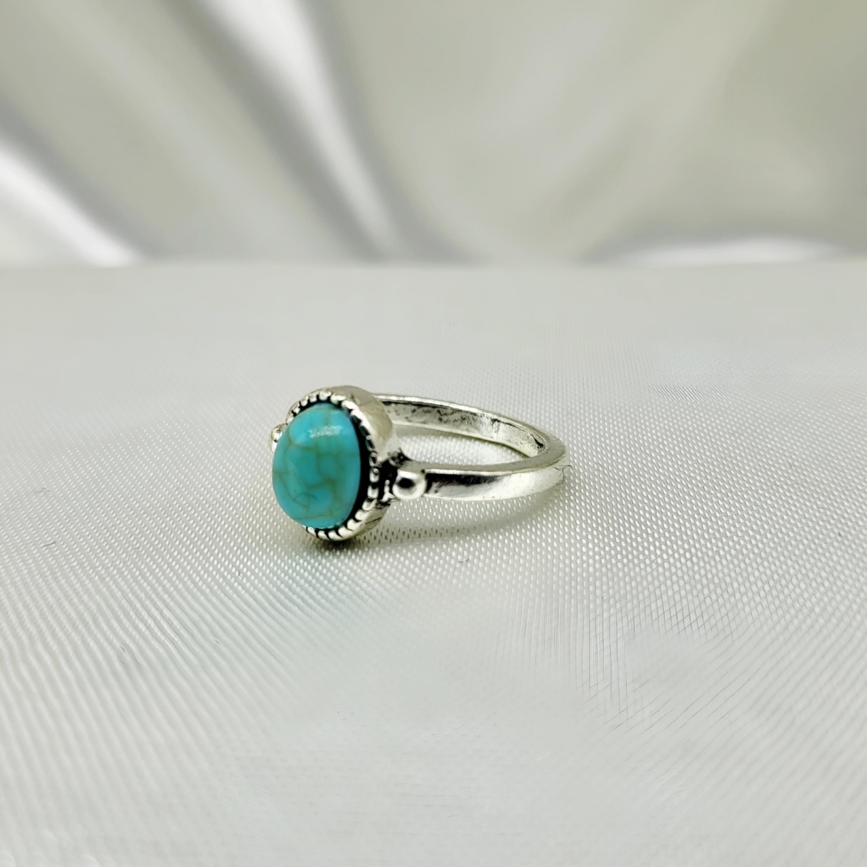 Handmade Turquoise Ring | Sterling Silver Beaded Boho Jewelry - Etsy