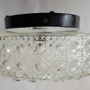 Vintage ceiling / wall light round embossed glass 1950s 1960s 1970s