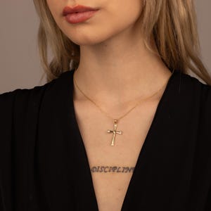 14K Solid Gold Diamond Cross Necklace for Women, Christian Faith Pendant, Religious Diamond Necklace, Gift for Her, Spiritual Jewelry