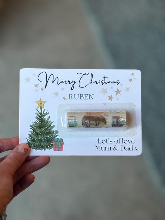 Personalised Christmas money holder card, Merry Christmas, Money holder, Christmas gift, lip balm holder, Optional add on Wrapping Paper