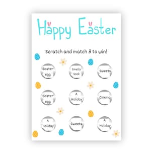 Carta regalo gratta e abbina di Pasqua, Buona Pasqua, Gratta e abbina 3 per vincere, Divertimento pasquale, Sorpresa pasquale, Regalo