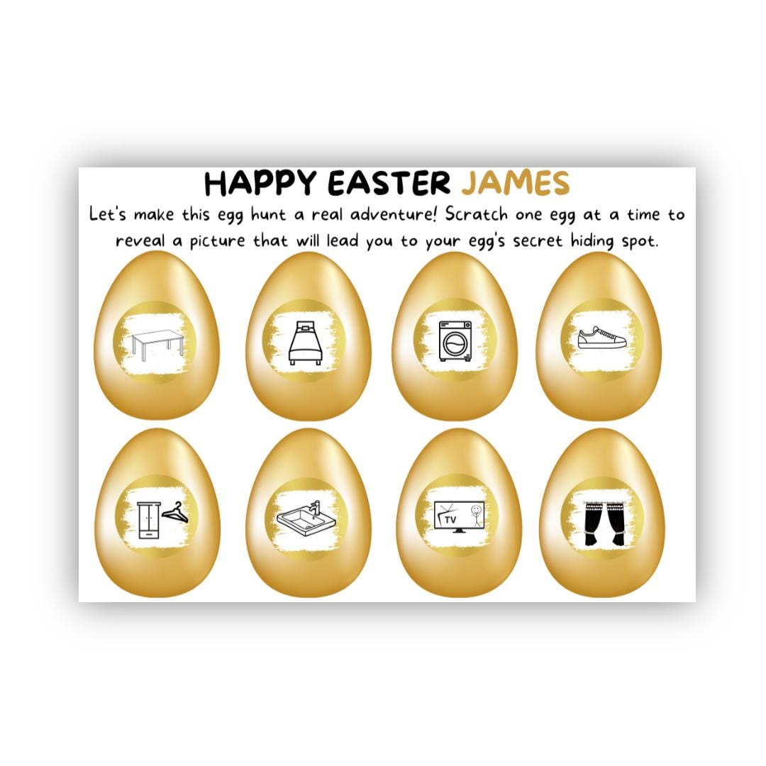 Easter Egg Hunt Clue Card, Scratch Card, Easter Scratch and Reveal ...