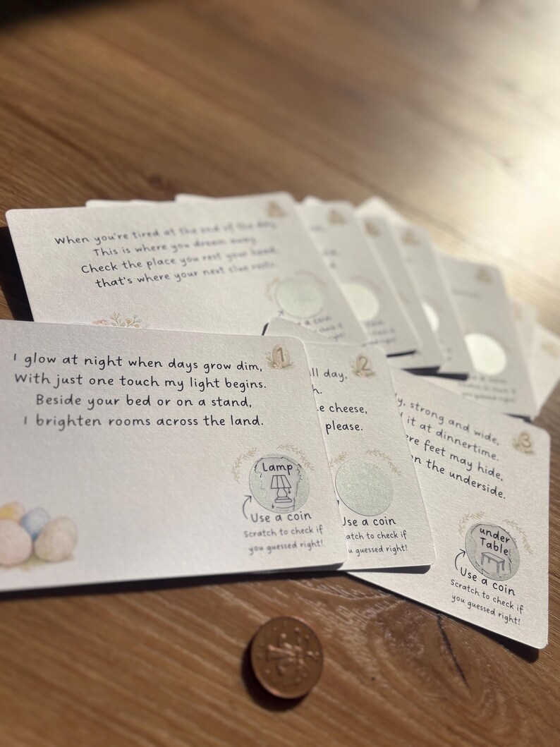 Easter Egg Hunt Clue Cards, Scratch Cards, Easter Scratch and Reveal ...