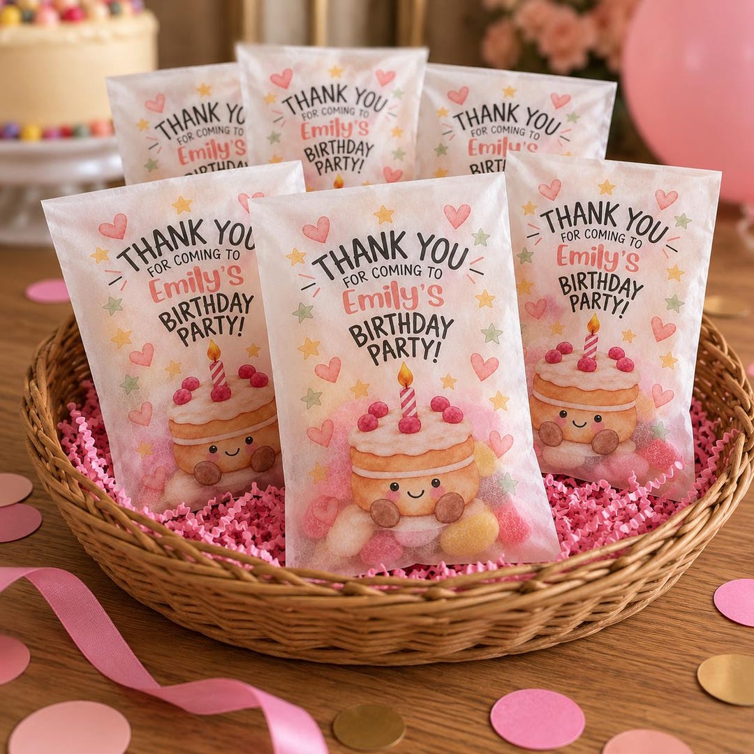 Personalised Birthday Party Treat Bags | Thank You Party Favour Bags ...