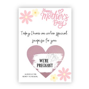 Tarjeta para rascar con anuncio de embarazo para el día de la madre, revelación de embarazo, estamos embarazadas, revelación de que estoy embarazada, tarjeta para rascar con anuncio de embarazo