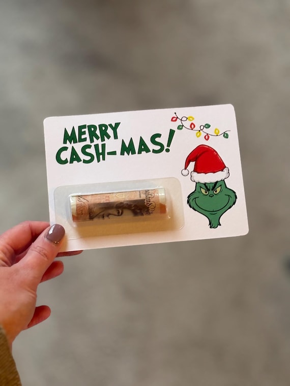Christmas Character Money Holder Card – Merry Cash-mas Design – Unique Cash Gift Idea with Optional Wrapping Paper