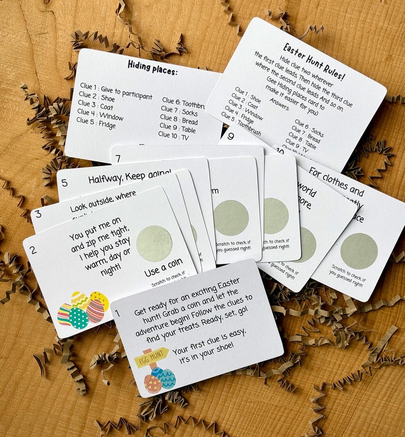 Easter Egg Hunt Clue Cards, Scratch Cards, Easter Scratch and Reveal ...