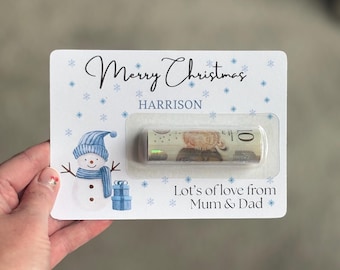 Personalised Christmas money holder card, Merry Christmas, Money holder, Christmas gift, lip balm holder