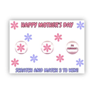 Tarjeta de revelación de embarazo del día de la madre, tarjeta rasca y gana de revelación de embarazo, juego de revelación de embarazo del día de la madre, sorpresa de revelación de embarazo, soy, somos