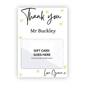 Cartão de agradecimento personalizado com porta-presente – Cartão personalizado para professor, amigo, família, equipe – Presente de fim de semestre ou agradecimento