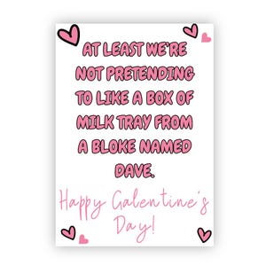 Grappige valentijnskaart voor je beste vriend, Galentine's day, Bestie-kaart, naam 'DAVE' kan worden gewijzigd, grappige Galentine-kaart, Melklade