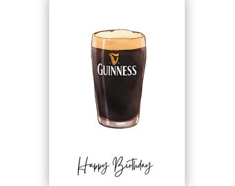 Happy Birthday Card, Guinness drinker, Guinness, Friend, family