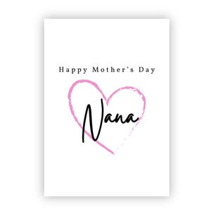 Tarjeta para el Día de la Madre de Nana, Tarjeta de recuerdo de agradecimiento para abuela especial, Feliz Día de la Madre, Niñera, Nan, Mamá, Mamá, Abuela, Abuela, Nana