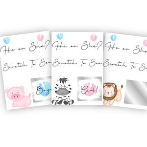 Tarjetas para rascar para revelar el género, Revelación de género, ¿Niño o niña?, Fiesta de revelación de género, Él o ella, Animales, Lindo