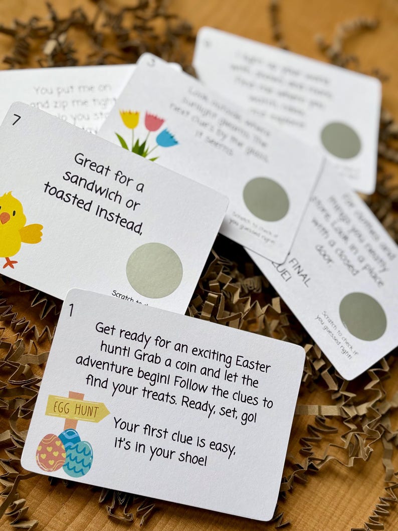 Easter Egg Hunt Clue Cards, Scratch Cards, Easter Scratch and Reveal ...