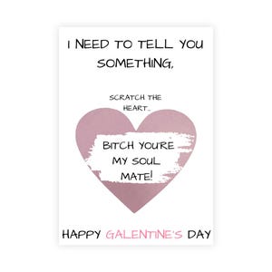 Kraskaart van Galentine, kaart van Galentine, Euforie, Bestie-kaart, Happy Galentine's day, Friend, Best, B*tch You're my soulmate