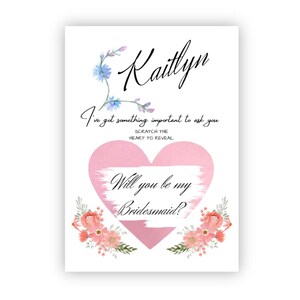 Personalizzato Vuoi essere la mia damigella d'onore? Biglietto da grattare e rivelare, Damigella d'onore, Damigella d'onore principale, Migliore donna, Damigella dei fiori, Qualsiasi ruolo