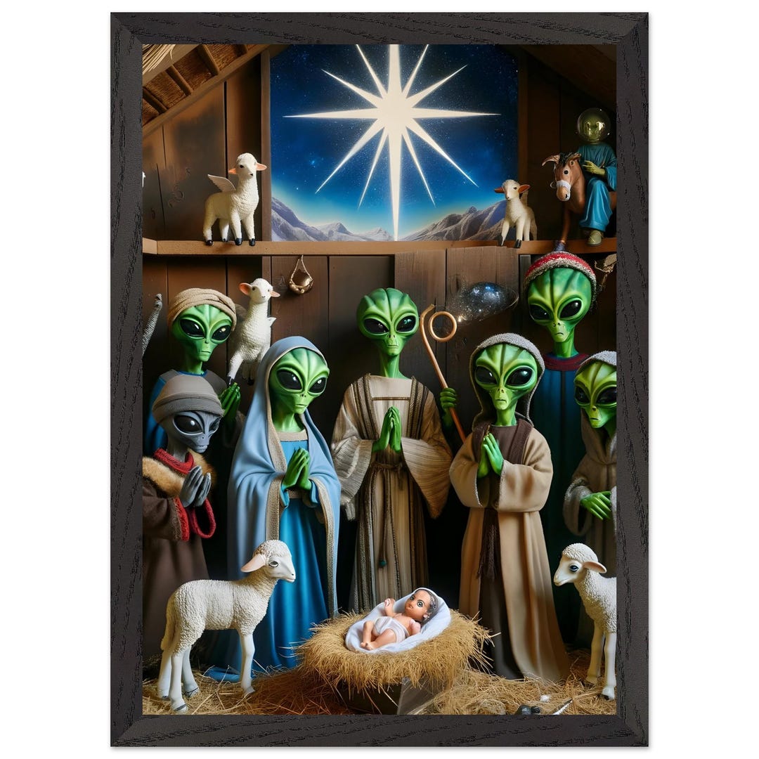 Alien Nativity Fine Art Poster A3 Cosmic Christmas Wall Art Premium ...