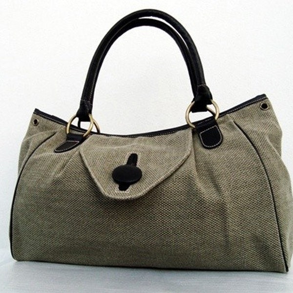 olive-green sackcloth handBag