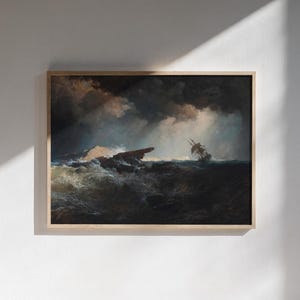 Framed Coastal Landscape Print, British Cliff Wall Decor for Living Room, Calm Seaside Art