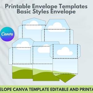 Plantillas de Canva para sobres imprimibles Estilos básicos Sobres, editables, descargables, imprimibles, sobres para tarjetas, sobres para cartas, bricolaje