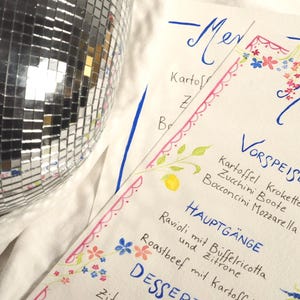 Ręcznie malowana spersonalizowana karta menu
