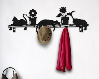 Sleeping Cats Metal Coat Rack: Decorative Entryway Organizer