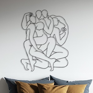 Dancing People Metal Wall Art: Single Line Abstract Decor