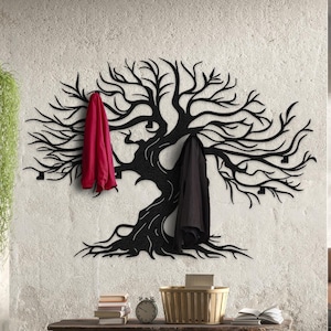 Hollow Tree Coat Rack: Decorative Metal Branch Wall Hooks