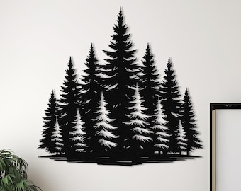 Pine Trees Metal Wall Art: Forest Home Decor