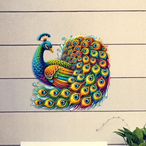 Peacock Metal Wall Sign, Bird Wall Art, Abstract Wall Sculpture, Modern Wall Art, Unique Art, Garden Sign, Outdoor Decor, Colorful Metal Art