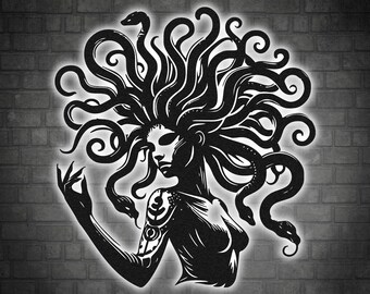 Decoración de pared LED de Medusa: Arte de la mitología griega, luz de noche para dormitorio