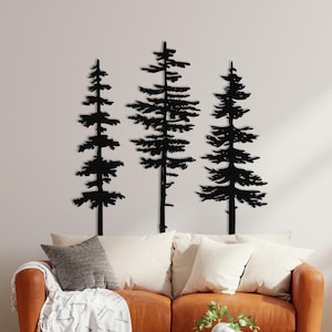 Set di decorazioni da parete in metallo raffiguranti pini, grandi quadri da parete, quadri da parete ispirati alla natura, decorazioni per il soggiorno, quadri da parete unici, paesaggi naturali.