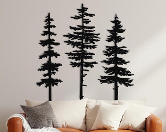 Pine Trees Metal Wall Decor: Forest Landscape Art
