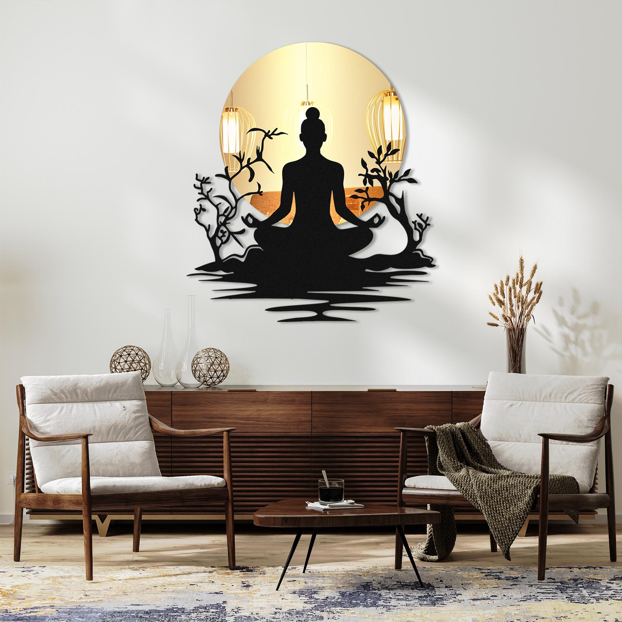 Buddha Metal Wall Art, Plexiglass Wall Mirror, Livingroom Wall Decor, Spiritual Wall Decor, Feng Shui, Zen Home Decor, Chakra Wall Art, Yoga
