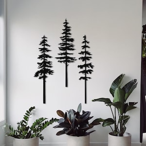 Metal Pine Tree Wall Decor Set: Nature Inspired Wall Art - Etsy