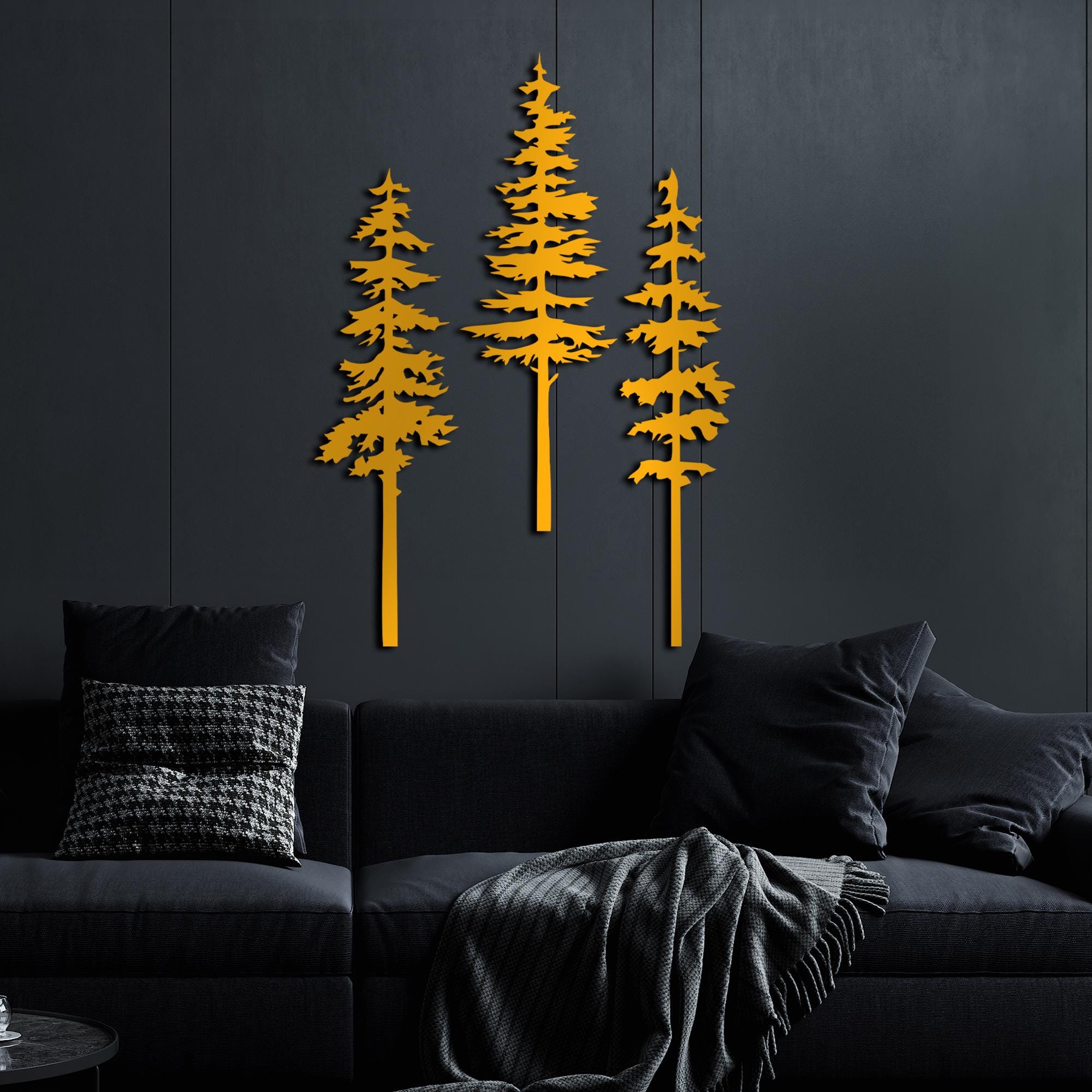 Metal Pine Tree Wall Decor Set: Nature Inspired Wall Art - Etsy