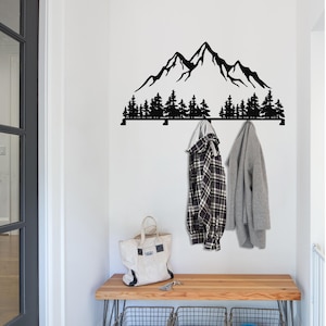 Mountain Coat Rack, Decorative Coat Rack, Entryway Organizer, Large Metal Rack, Forest Metal Coat Rack, Coat Storage, Interior Design
