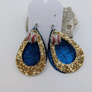 KC Royals earrings, Royals fans wear, Royals wear, Kansas City Royals, Baseball earrings, baseball jewelry, royal blue glitter, glitter gold