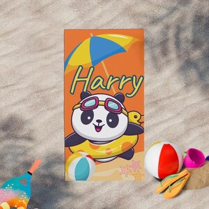 Personalised Panda Beach Towels for Kids, Fun Summer Swim Accessories, Ideal for Beach Outings, Pools, Birthdays Gift, Family Vacations