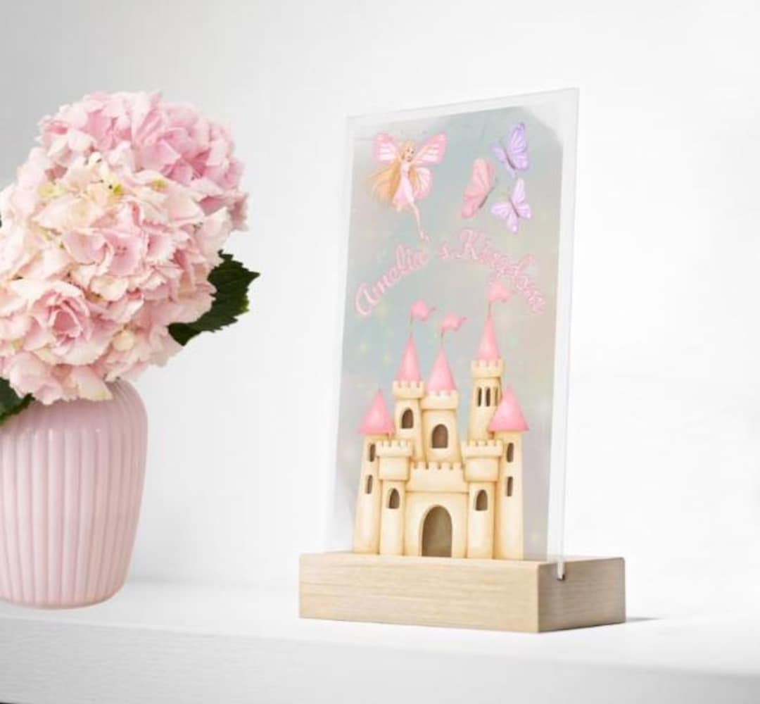 Floating Tale Sign Personalized Fairy Tale Acrylic Sign With Wooden Stand, Kids Room Decor ...
